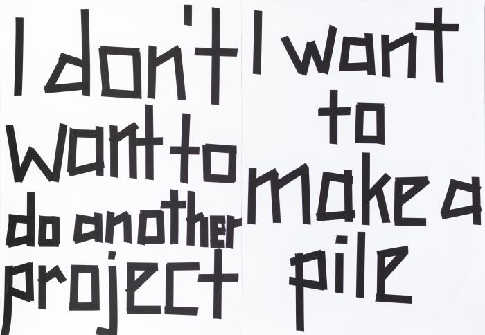 Kathrin Böhm, I don’t want to make another project, tape on paper, 2020