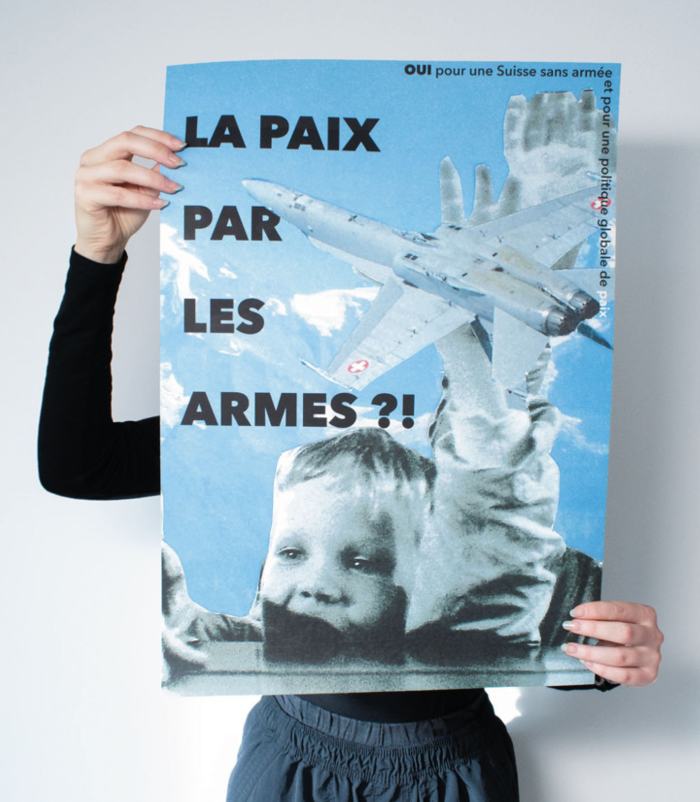 Maria Cristina Stadelmann, Pour une Suisse sans armée, 2025
Campagne d’affichage fictive