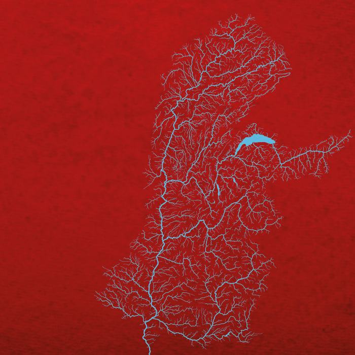 Marie Velardi, Parentèles liquides / Bassin versant du Rhône (d'après Grasshoper Geography), 2025